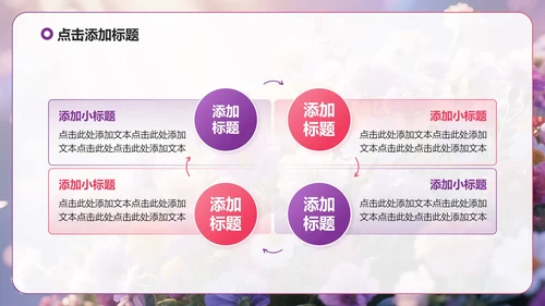 紫色小清新风花团锦簇元素大学生自我介绍PPT模板