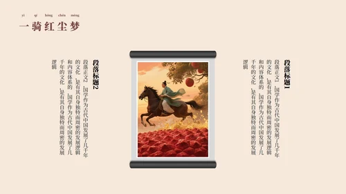 中国风工笔画《长安的荔枝》读书分享PPT模板