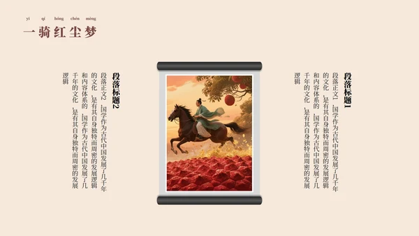 中国风工笔画《长安的荔枝》读书分享PPT模板