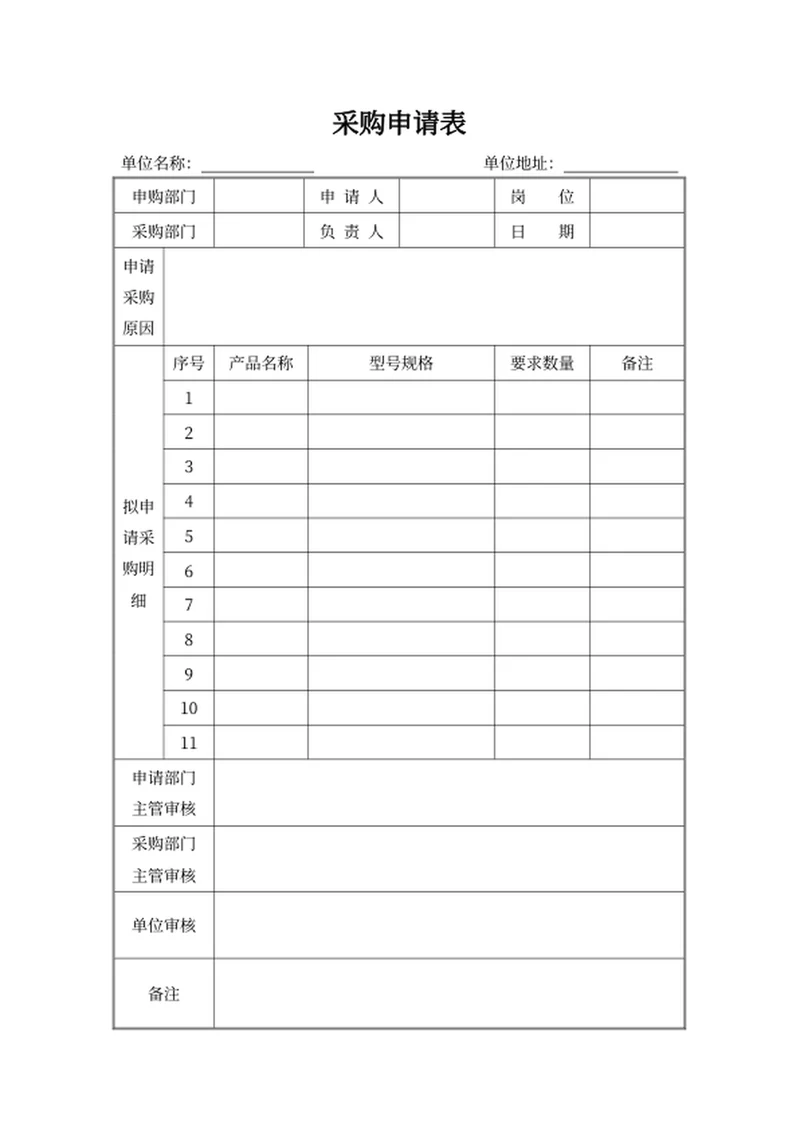 采购申请表