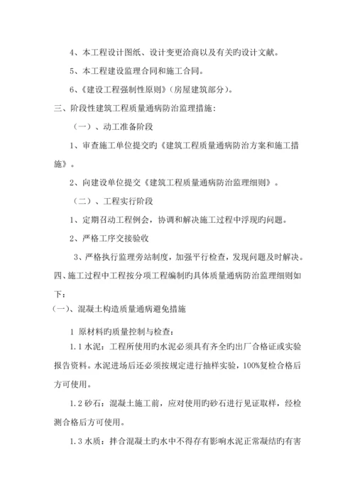 优质建筑关键工程质量通病监理标准细则.docx