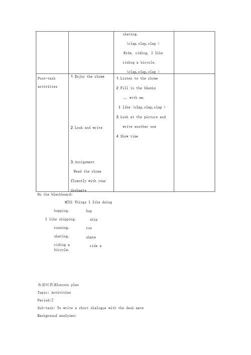 牛津版二年级英语下册Module2MyfavouritethingsUnit4ThingsIlikedoing教案