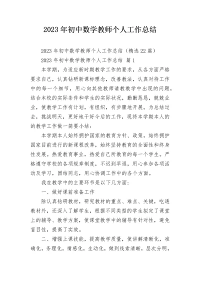 2023年初中数学教师个人工作总结.docx