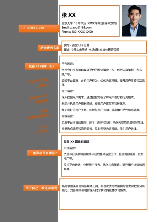 新媒体运营简历模板