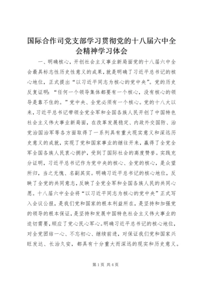 国际合作司党支部学习贯彻党的十八届六中全会精神学习体会.docx