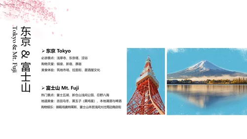 清新简约蓝粉色日本旅游攻略PPT模板
