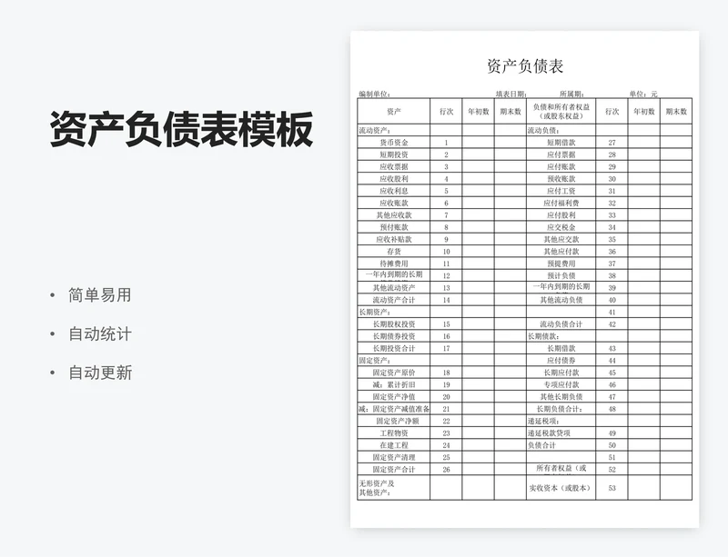资产负债表模板