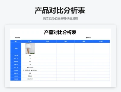 简约蓝色产品对比分析表