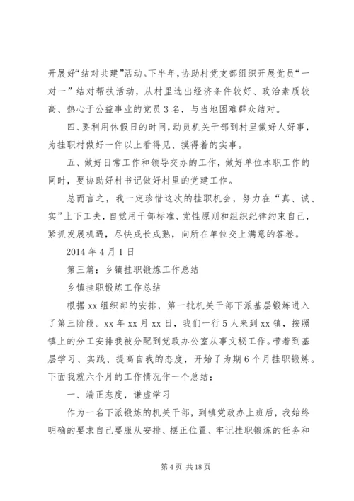 第一篇：乡镇挂职锻炼工作计划尊敬的孙部长、各位领导、同志们：.docx