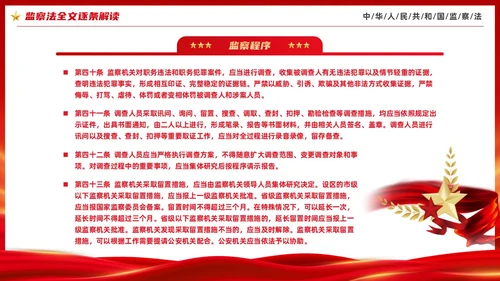 红色大气庄严监察法解读学习培训PPT条例监察