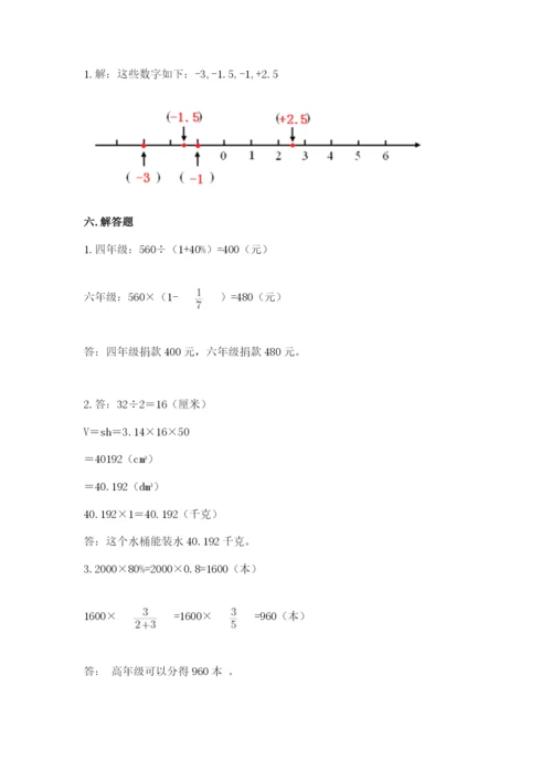 六年级下册数学期末测试卷附答案【精练】.docx