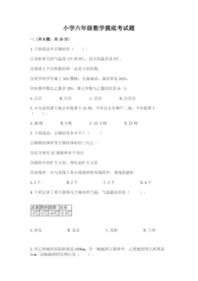 小学六年级数学摸底考试题及答案1套.docx