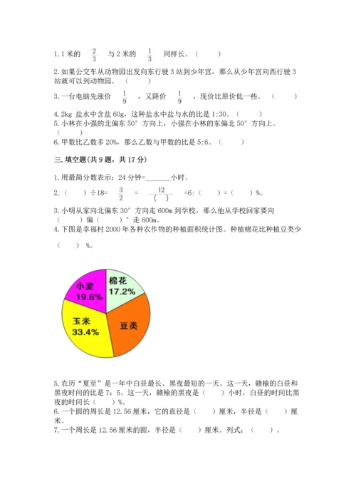 小学六年级上册数学期末测试卷【精练】.docx