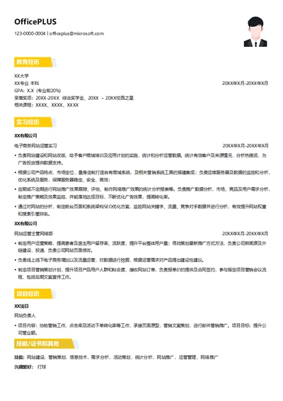 电子商务网站运营应届生求职简历