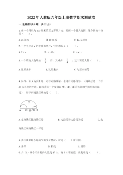 2022年人教版六年级上册数学期末测试卷【突破训练】.docx