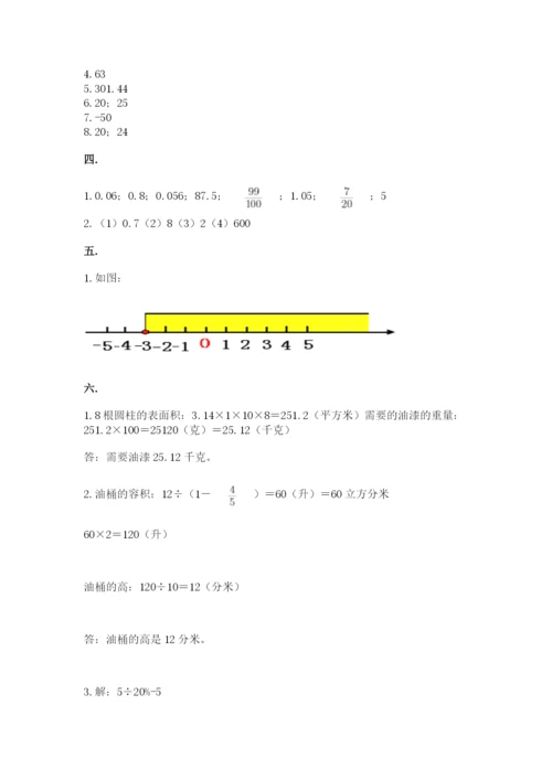 小学六年级下册数学摸底考试题含完整答案（各地真题）.docx