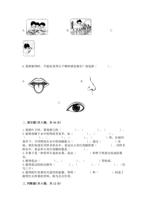 教科版科学一年级上册第一单元《植物》测试卷及完整答案（必刷）.docx