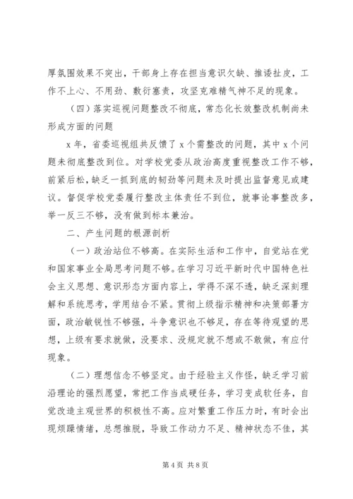 巡视整改专题民主生活会个人发言提纲 (2).docx