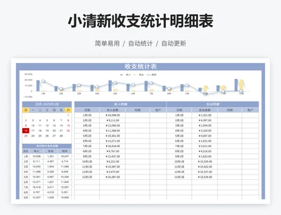 小清新收支统计明细表