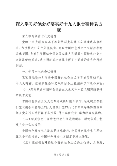 深入学习好领会好落实好十九大报告精神袁占舵.docx