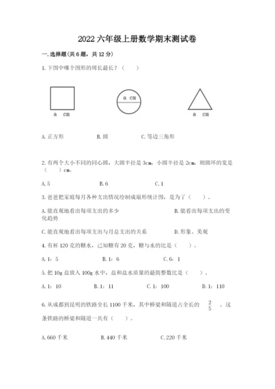 2022六年级上册数学期末测试卷（黄金题型）word版.docx