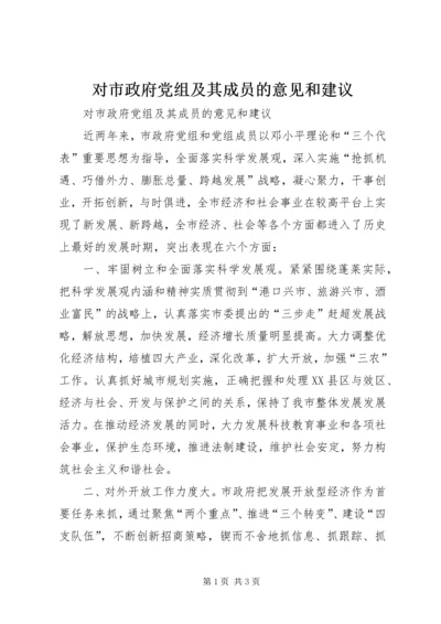 对市政府党组及其成员的意见和建议.docx