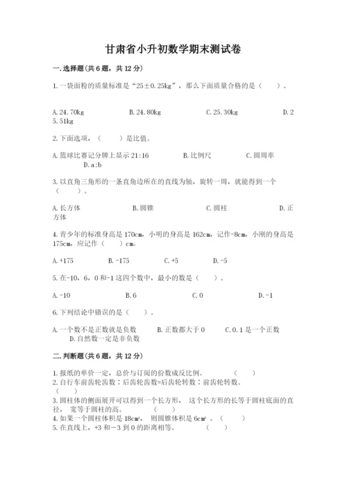 甘肃省小升初数学期末测试卷（夺冠系列）.docx