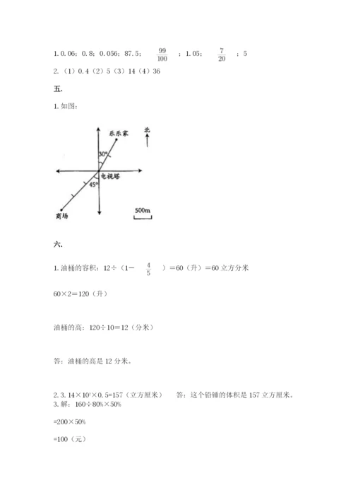河南省平顶山市六年级下册数学期末测试卷（完整版）.docx