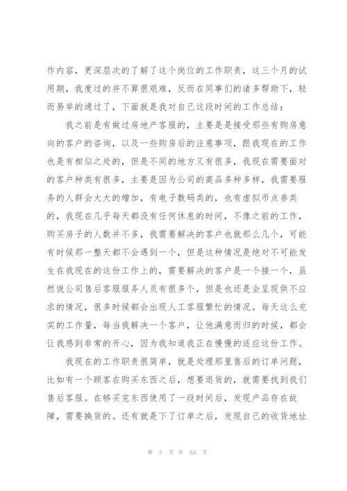 客服试用期工作总结19篇.docx