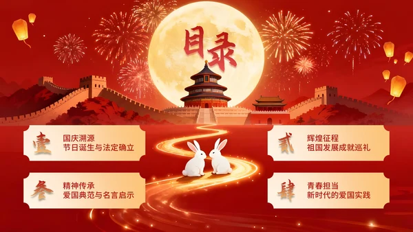 红色中国风国庆节主题PPT模板