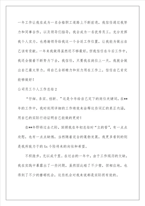 公司员工个人工作总结