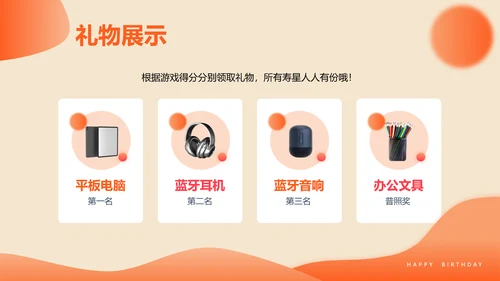 3D风橙色企业员工生日PPT