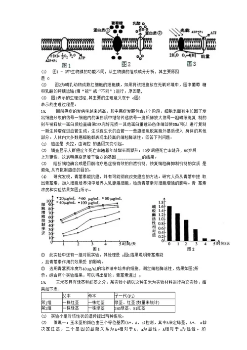 山东省枣庄二中高三上学期一轮复习生物模拟题（二）含答案