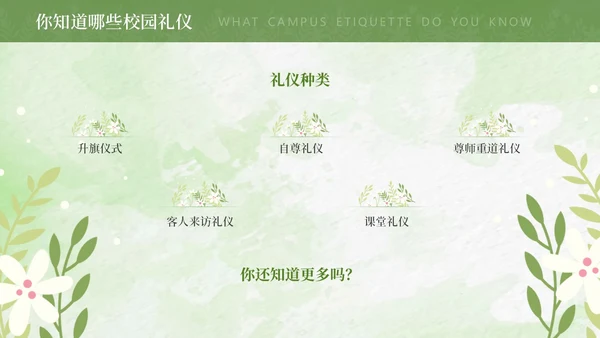 绿色水彩文明礼仪主题班会PPT模板