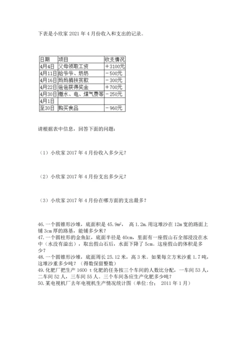 六年级小升初数学应用题50道附参考答案（黄金题型）.docx