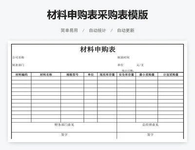 材料申购表采购表模版