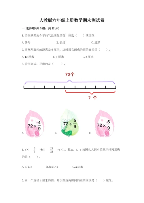人教版六年级上册数学期末测试卷及一套参考答案.docx