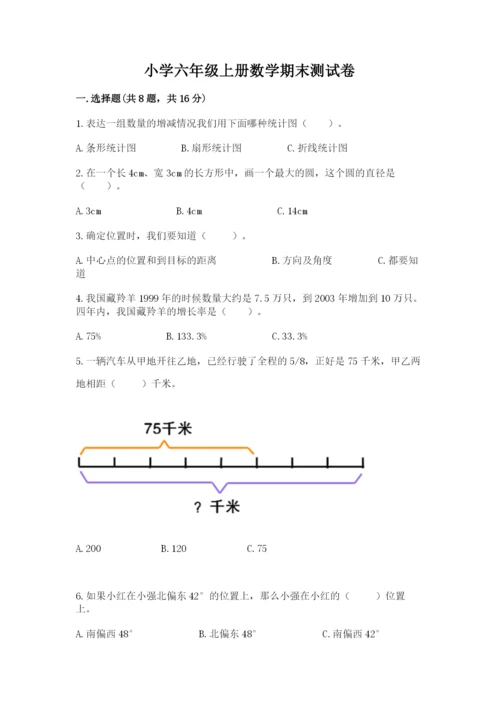 小学六年级上册数学期末测试卷及答案（夺冠系列）.docx