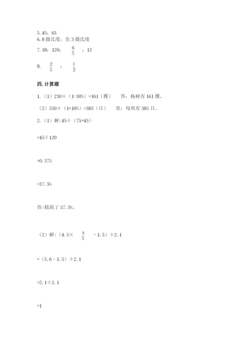 兴仁县六年级下册数学期末测试卷（综合卷）.docx