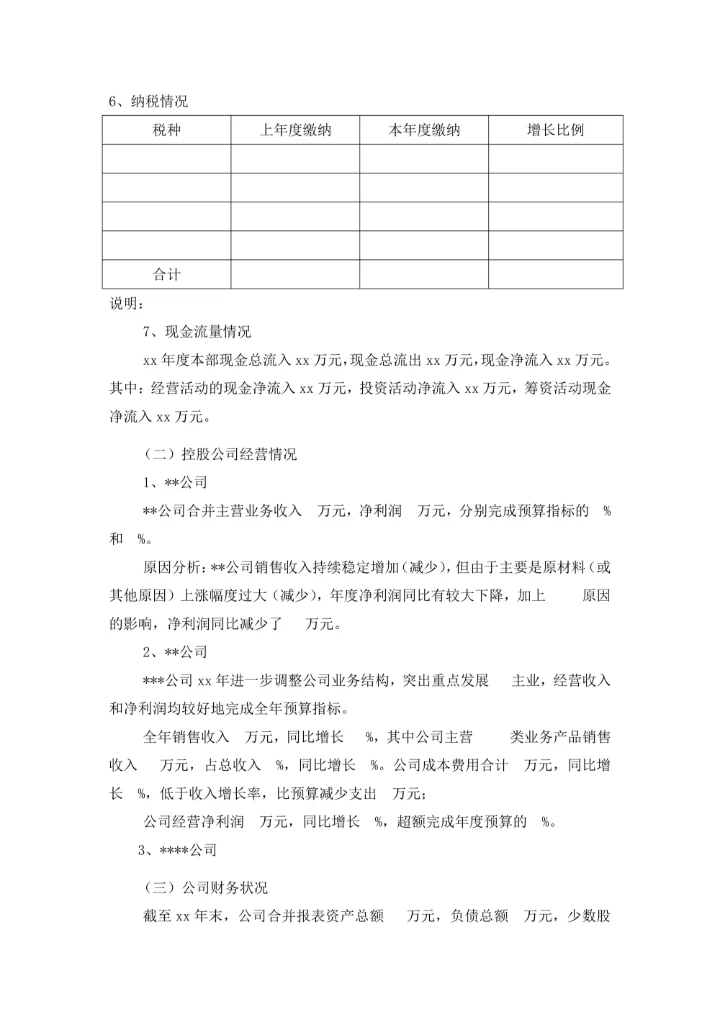 财务年度分析报告