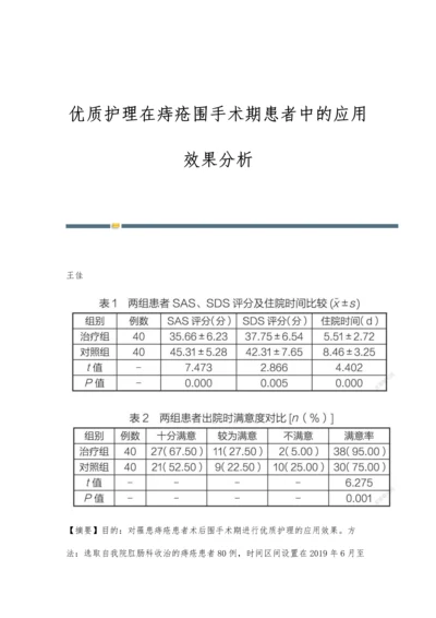 优质护理在痔疮围手术期患者中的应用效果分析.docx