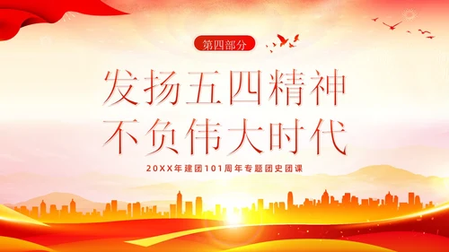 共青团建团101周年团史团课PPT课件五四青年节