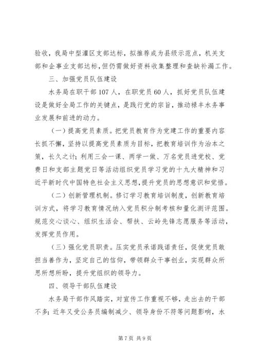 水务局201X年度党建工作责任制自检自查报告.docx