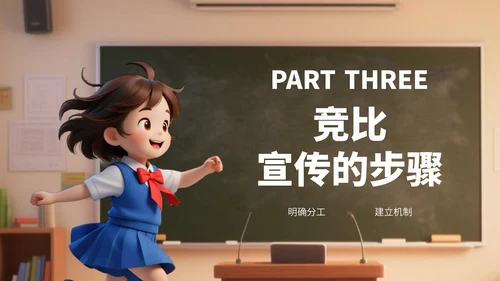 深绿色卡通风班委竞选演讲PPT