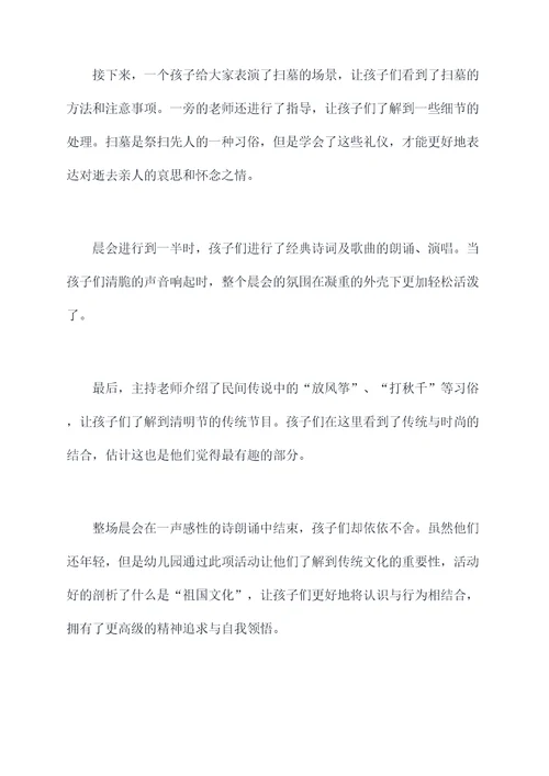 幼儿园清明晨会总结