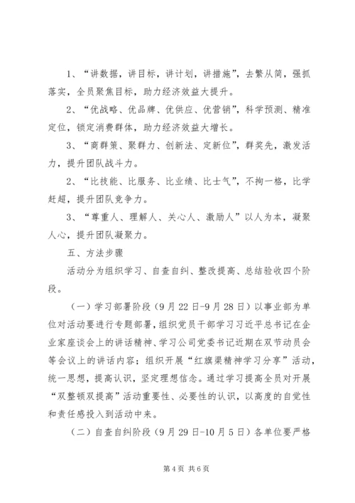 庆双节·迎店庆“双整顿双提高”活动安排意见.docx
