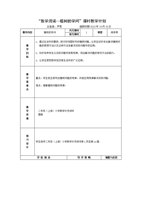 植树的学问）(二年级数学阅读）