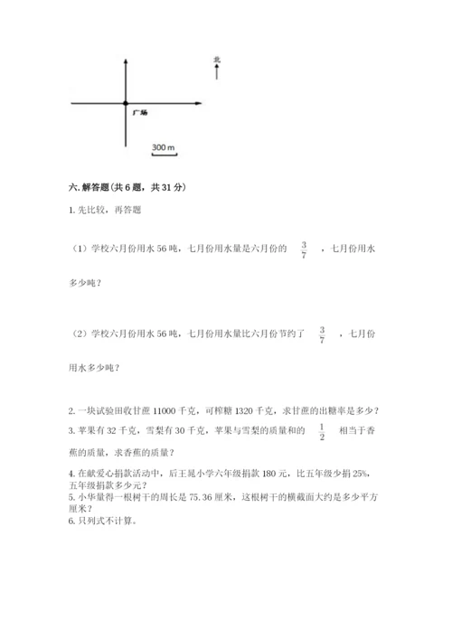 小学六年级上册数学期末测试卷（精练）.docx