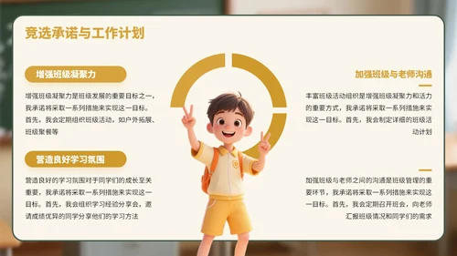 蓝绿色3D风学生班委竞选演讲PPT