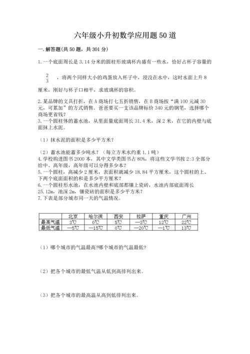 六年级小升初数学应用题50道及参考答案【轻巧夺冠】.docx